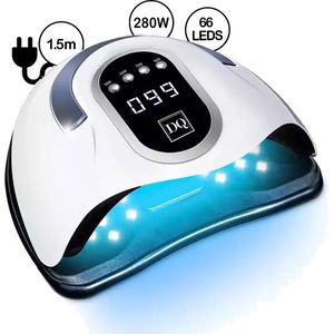 280 Watt UV LED lamp gelnagels - 66 LEDS - UV - LED - Nagellamp - Nail Dryer - Nageldroger - UV nagellamp - Gellak - Extra Lang Snoer 150 cm - wit- Ovalen display