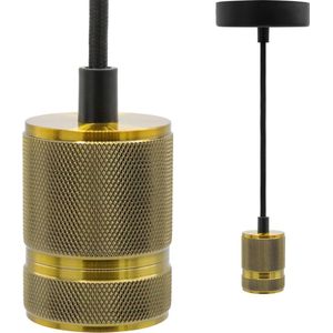 Industriële gouden snoerpendel - inclusief XXL LED lamp - complete hanglamp voor eetkamer of woonkamer