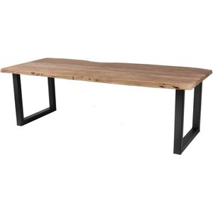 Industriële Eettafel  - Boomstamtafel  - Acacia hout - 100x260x79 cm - U poot