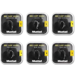 Mustad BBS 30 Carp Hooks Barbless Pack Karperhaken (6 packages + Multi Box) | Karper haken