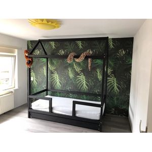 Bedhuisje Jungle | Boomhutbed | Steigerhout | Kinderbed | Zwart