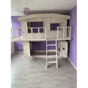 Boomhutbed XXL Met spotjes | Bedhuisje | Steigerhout | Kinderbed |