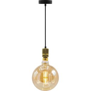 Industriële gouden snoerpendel - inclusief XXXL LED lamp - uniek dubbeldekker spiraal