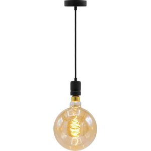 Industriële mat zwarte snoerpendel - inclusief XXXL LED lamp - unieke croissant spiraal