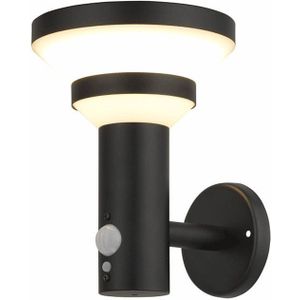 Moderne solar buitenwandlamp zwart met sensor - Kensington