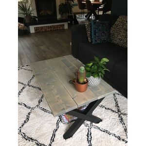 M2-Meubels salontafel kleur Grijs | X-onderstel mat zwart