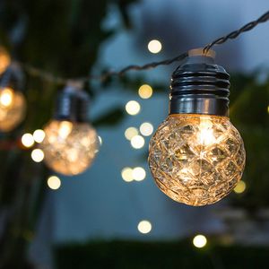 Lichtsnoer buiten 'Diamond' - Solar tuinverlichting - Warm wit licht - 20 lampen - Buitenlampen op zonne-energie