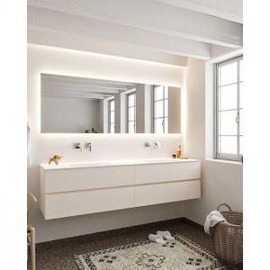 MONDIAZ VICA Badkamermeubelset - 200cm - 4 lades - wasbak Cloud dubbel - 0 kraangaten - solid surface linen NV76341603