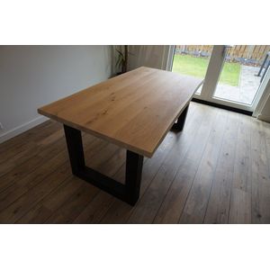 M2-Meubels - Eikenhouten eettafel | 100x200cm | U-poot robuust Industrieel | boomstamrand