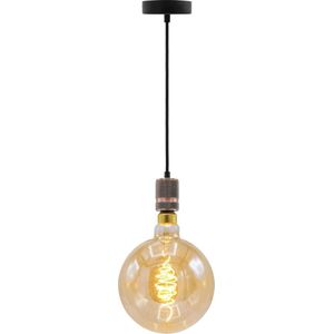 Industri�ële rosé gouden snoerpendel - inclusief XXXL LED lamp - unieke croissant spiraal