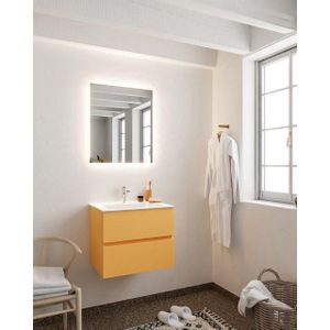 MONDIAZ VICA Badkamermeubelset - 60cm - 2 lades - wasbak Cloud midden - 1 kraangat - solid surface ocher NV76341646