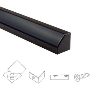 4 meter led strip hoekprofiel - Zwart - Slim line - Compleet incl. afdekkap