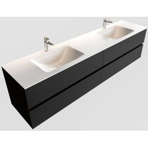 MONDIAZ VICA Badkamermeubelset - 200cm - 4 lades - wasbak Cloud dubbel - 2 kraangaten - solid surface urban PC75341707