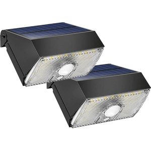 Solar wandlamp buiten 'Beam' - Voordeelset van 2 stuks - Helder wit licht - Tuinverlichting met bewegingsmelder - Buitenlamp op zonne-energie - 3 verschillende standen - Zwart