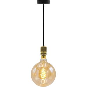 Industriële gouden snoerpendel - inclusief XXXL LED lamp - unieke croissant spiraal