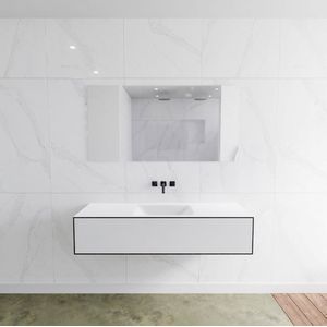 Mondiaz lagom 140 badmeubel solid surface urban 1 lade cloud midden 0 kraangaten