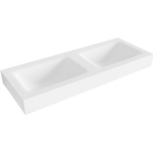 Mondiaz CLOUD Vrijhangende wastafel - 120cm - 2 wasbakken - rand 12cm - solid surface Talc XM49309Talc