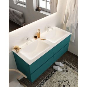 MONDIAZ VICA Badkamermeubelset - 120cm - 4 lades - wasbak Cloud dubbel - 2 kraangaten - solid surface smag NV76341885