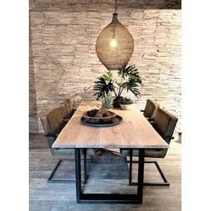 M2-Meubels - Eikenhouten eettafel ""OldStyle"" - U-poot - 90x180cm | Mat zwart