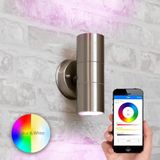 Aluminium up down wandlamp voor buiten met slimme Milight GU10 spot - Rond