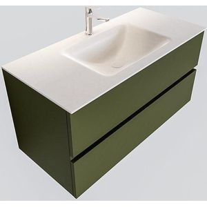 MONDIAZ VICA Badkamermeubelset - 100cm - 2 lades - wasbak Cloud midden - 1 kraangat - solid surface army PC75341421