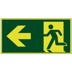 Nooduitgang naar links lichtgevend