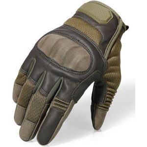 RAMBUX® - Motorhandschoenen - Groen - Ademend PU Leer - Maat XL - Tactical Handschoenen - Motor - Airsoft - Touchscreen - Bescherming