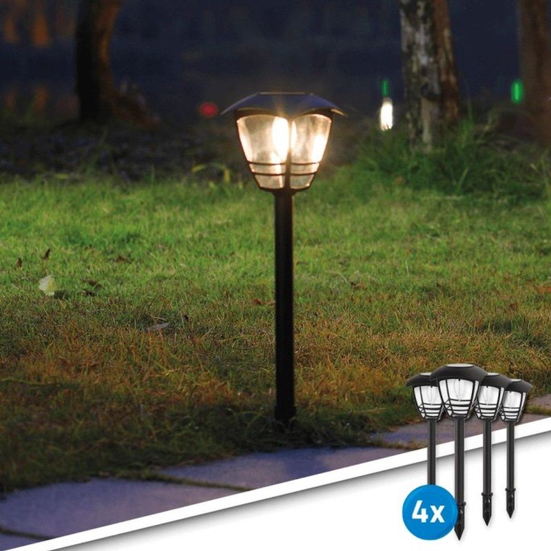 Solar - Prickle - Tuinverlichting - Voordeelset van 4 - Zwart - Solar LED