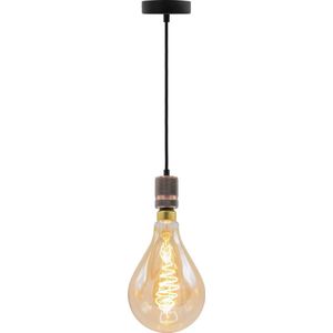 Industriële rosé gouden snoerpendel - inclusief XXL LED lamp - complete hanglamp voor eetkamer of woonkamer