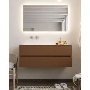 MONDIAZ VICA Badkamermeubelset - 120cm - 2 lades - wasbak Cloud links - 0 kraangaten - solid surface rust NV76341757