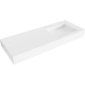 Mondiaz AVON Vrijhangende wastafel - 120cm - wasbak rechts - rand 12cm - Solid surface Talc XM21045Talc