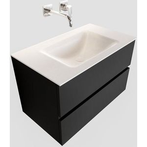 MONDIAZ VICA Badkamermeubelset - 80cm - 2 lades - wasbak Cloud midden - 0 kraangaten - solid surface urban PC75341499