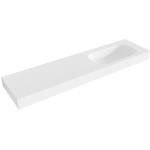 Mondiaz BIG SMALL Vrijhangende wastafel - 180cm - wasbak rechts - rand 12cm - Solid surface Talc XM49659Talc