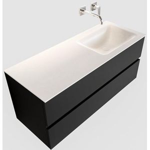 MONDIAZ VICA Badkamermeubelset - 120cm - 2 lades - wasbak Cloud rechts - 0 kraangaten - solid surface urban PC75341509