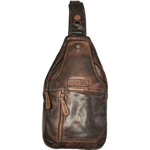 Hillburry leren Crossbody tas - Sling bag - Gewassen leer - Soepel en sterk - bruin - (bxhxd) ca. 20cm x 35cm x 4cm