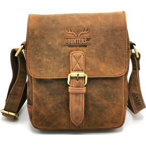 Hunters Leren Crossbody tas Buffelleer H 20cm x B 17,5cm