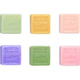 Set Marseille zeep 6 gastenzeepjes lavendel-arganolie-roos-olijf-jasmijn-aloe vera - Franse handzeep - Marseillezeep
