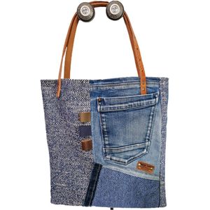 Toetie & Zo - Shopper Jeans - Patchwork - Handgemaakt - Denim - Schoudertas - 35bx37h