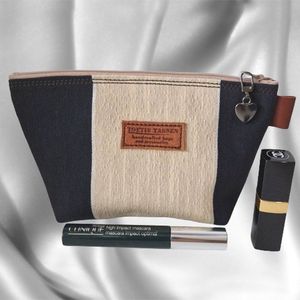 Toetie & Zo - Clutch - Make-up tasje - Zwart - Creme - Medicijnhoesje - maat S