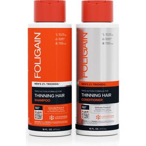 Foligain - Haarverzorgingsset - Shampoo en Conditioner - 473 ml - Voor Mannen