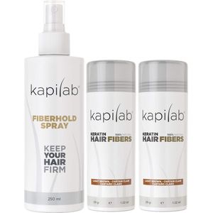 Kapilab Hair Fibers Voordeelset 58 gram - Lichtbruin - Natuurlijke haarvezels verbergen haaruitval - Direct voller haar