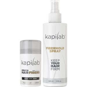 Kapilab Hair Fibers Voordeelset 14 gram - Zwart - Keratine haarvezels verbergen haaruitval - Direct meer haar
