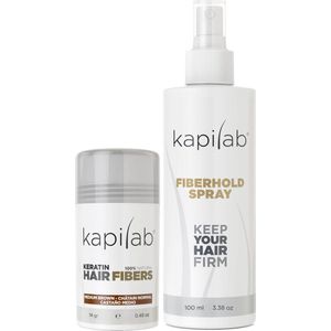 Kapilab Hair Fibers Voordeelset 14 gram - Middenbruin - Keratine haarvezels verbergen haaruitval - Direct meer haar