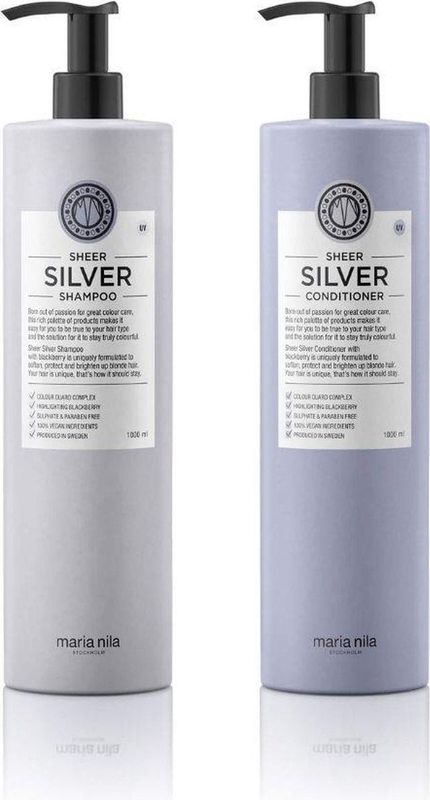 Maria Nila - Sheer Silver XL Care Set (Shampoo 1000ml + Conditioner 1000ml )