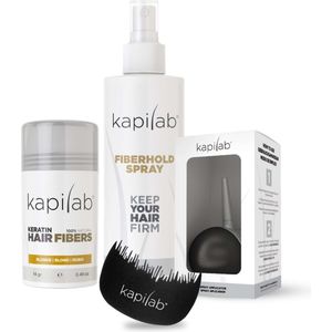 Kapilab Hair Fibers Starterset Blond - Hair fibers 14 gr + Fiberhold Spray 100 ml + Toolkit - Alles voor direct voller haar