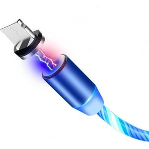 Jocam - 1 Meter Magnetische - lichtvloeiende - LED - oplaadkabel USB-C - 2.4A - Blauw