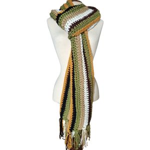 Toetie & Zo Handgemaakte Sjaal - Bohemian - Multicolor - Bruin - Beige - Groen - Oker - Zwart