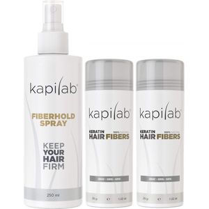 Kapilab Hair Fibers Voordeelset 58 gram - Grijs - Natuurlijke haarvezels verbergen haaruitval - Direct voller haar