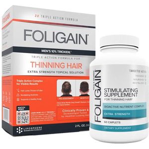 Foligain Anti-Haaruitval Lotion & Haargroei Supplement Set Man - Voorkomt haaruitval - Stimuleert haargroei