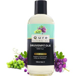 Druivenpitolie 100ml | 100% Puur en Vloeibaar | Druivenpit Olie voor Haar, Huid en Lichaam